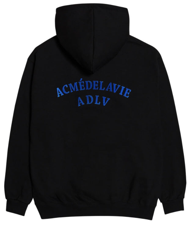 アクメドラビ(acme' de la vie)   TWO COLORS EMBROIDERY HOODIE BLACK