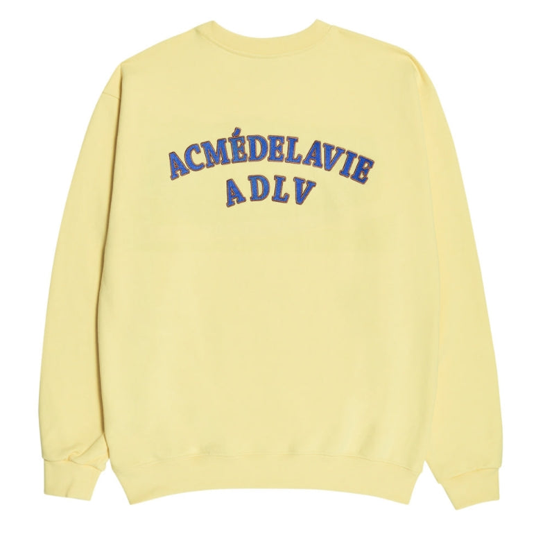 アクメドラビ(acme' de la vie) TWO COLORS EMBROIDERY SWEAT SHIRT LIGHT YELLOW