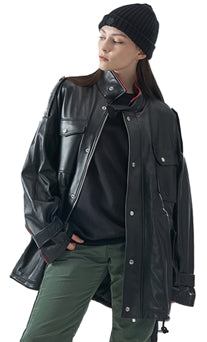 MMIC(エムエムアイシー) BLACK SOFT LEATHER PARKA W