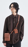 SSY(エスエスワイ) MINIMAL BAR SQUARE LEATHER BAG & CARDWALLET BROWN