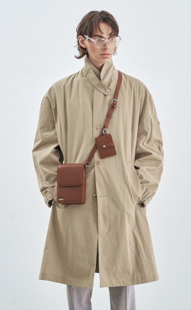 SSY(エスエスワイ) MINIMAL BAR SQUARE LEATHER BAG & CARDWALLET BROWN