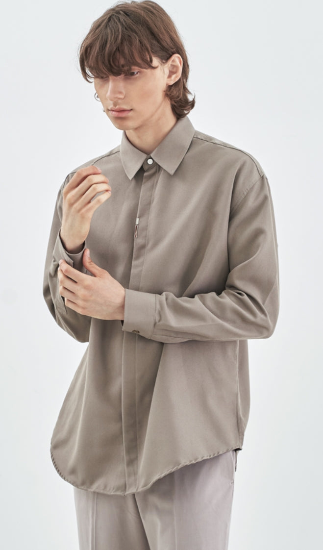 SSY(エスエスワイ) VERTICAL TIP BASIC SHIRT RELAXED FIT BEIGE