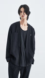 SSY(エスエスワイ) MINIMAL BAR HANTEN SHIRT CARDIGAN BLACK