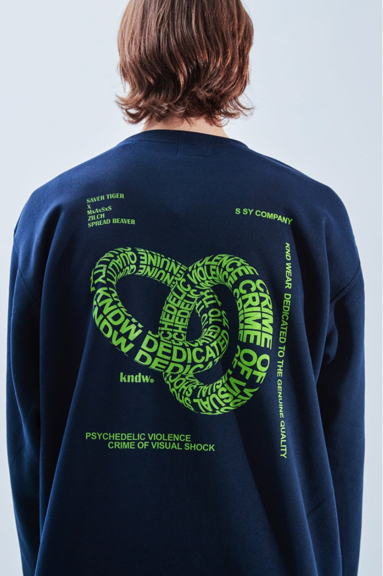 KND(ケイエンド) VIOLENCE HIDE GRAPHIC SWEAT SHIRT-K