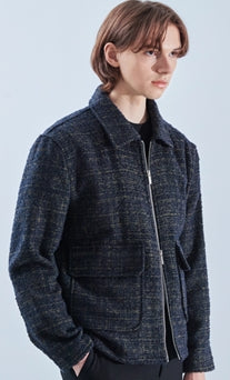 KND(ケイエンド) WOOL BLEND TWEED BLOUSON KHAKI-K