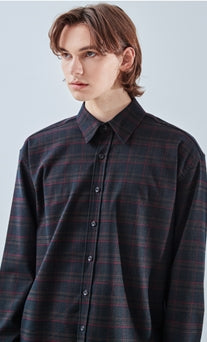 KND(ケイエンド) BLACK SOFT LUSTER CHECK SHIRT-K