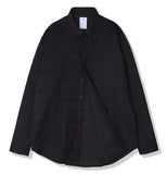 KND(ケイエンド) NAVY SOFT LUSTER TARTAN CHECK SHIRT-K