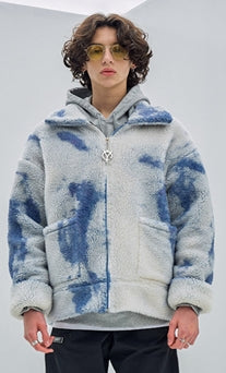 オーワイ(OY) 		TIE-DYE BACK FLOW LOGO FLEECE JACKET- IVORY