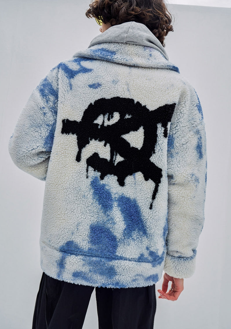 オーワイ(OY) 		TIE-DYE BACK FLOW LOGO FLEECE JACKET- IVORY