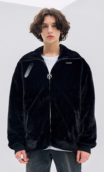 オーワイ(OY) 		BOTH ZIPPER LOGO FUR JACKET-BLACK