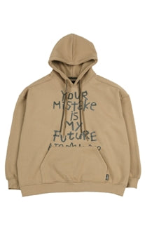 アジョバイアジョ（AJOBYAJO) Oversized Tape Slogan Hoodie [Beige]