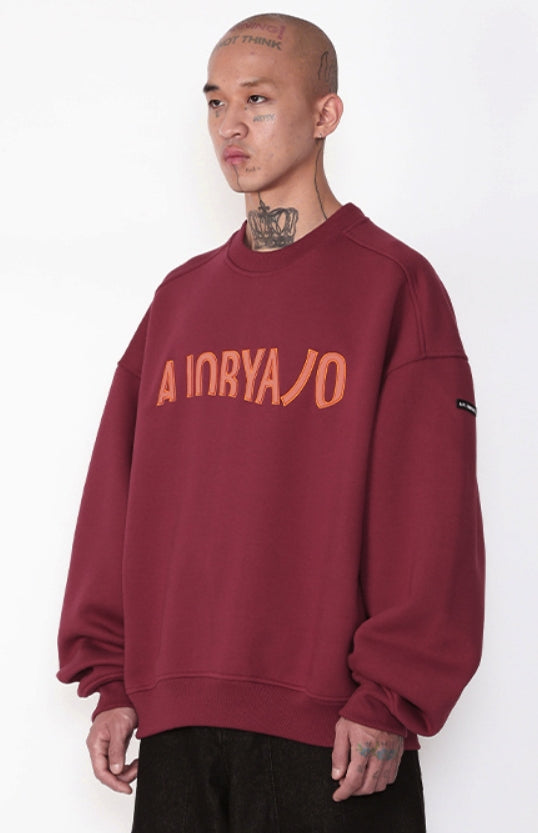 アジョバイアジョ（AJOBYAJO) Oversized Logo Sweatshirt [Burgundy]