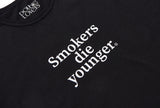 ダブルラバーズ（DOUBLE LOVERS）SMOKERS DIE YOUNGER T-SHIRT (Black/White)