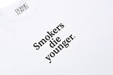 ダブルラバーズ（DOUBLE LOVERS）SMOKERS DIE YOUNGER T-SHIRT (All White)