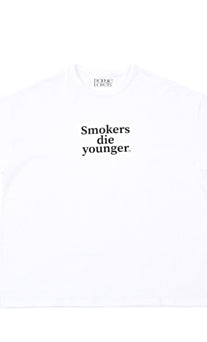 ダブルラバーズ（DOUBLE LOVERS）SMOKERS DIE YOUNGER T-SHIRT (All White)