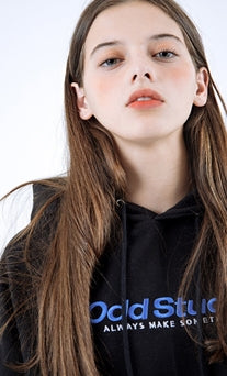 Odd Studio (オッドスタジオ)　ODD STUDIO STANDARD LOGO LOOSE FIT HOOD SHIRT - BLACK