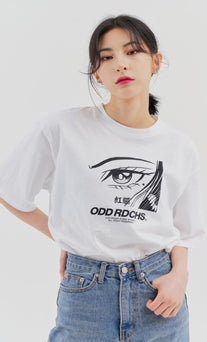 Odd Studio (オッドスタジオ)　ODD STUDIO FACE T-SHIRT - WHITE