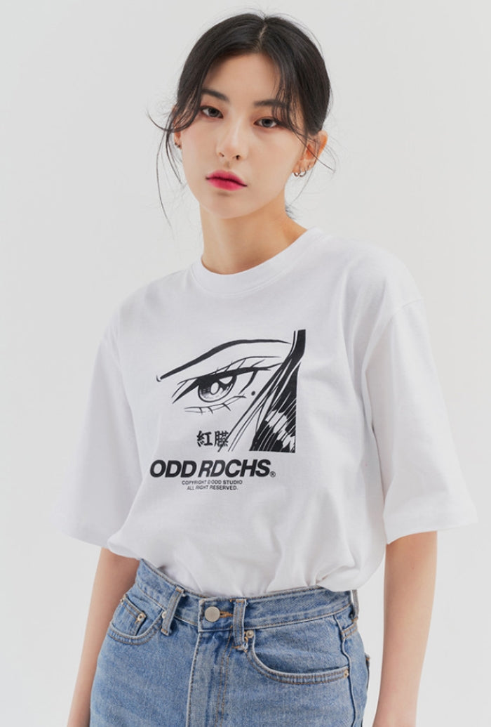 Odd Studio (オッドスタジオ)　ODD STUDIO FACE T-SHIRT - WHITE