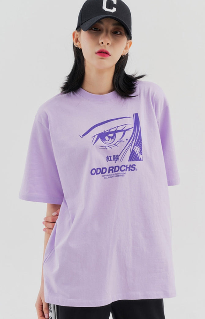 Odd Studio (オッドスタジオ)　ODD STUDIO FACE T-SHIRT - PURPLE