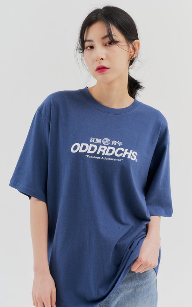 Odd Studio (オッドスタジオ)　ODD RDCHS LOGO T-SHIRT - DUST BLUE