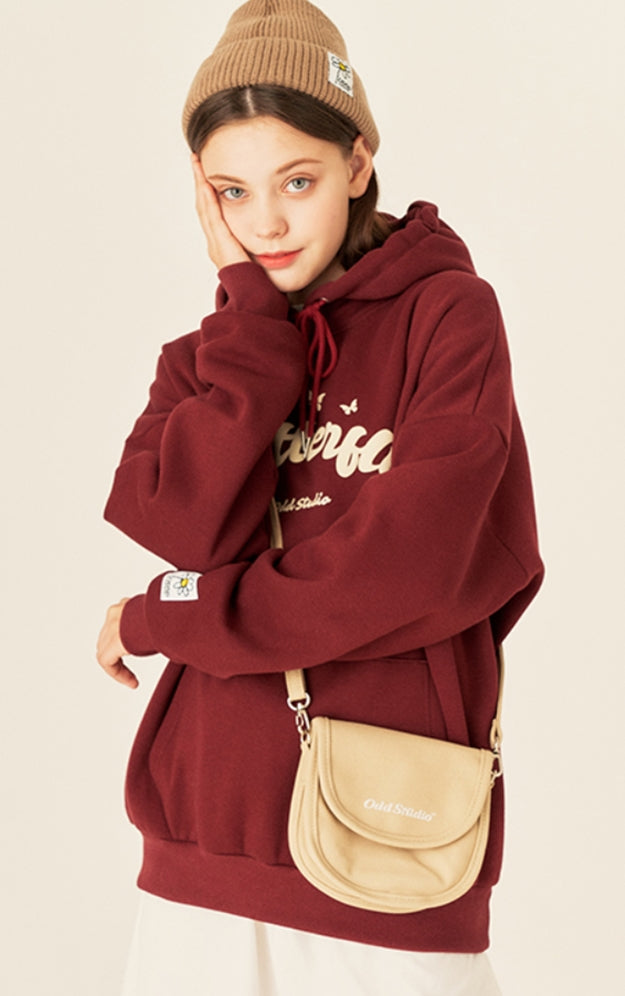 Odd Studio (オッドスタジオ)　BUTTERFLY BOLD LOOSE-FIT HOOD - BURGUNDY