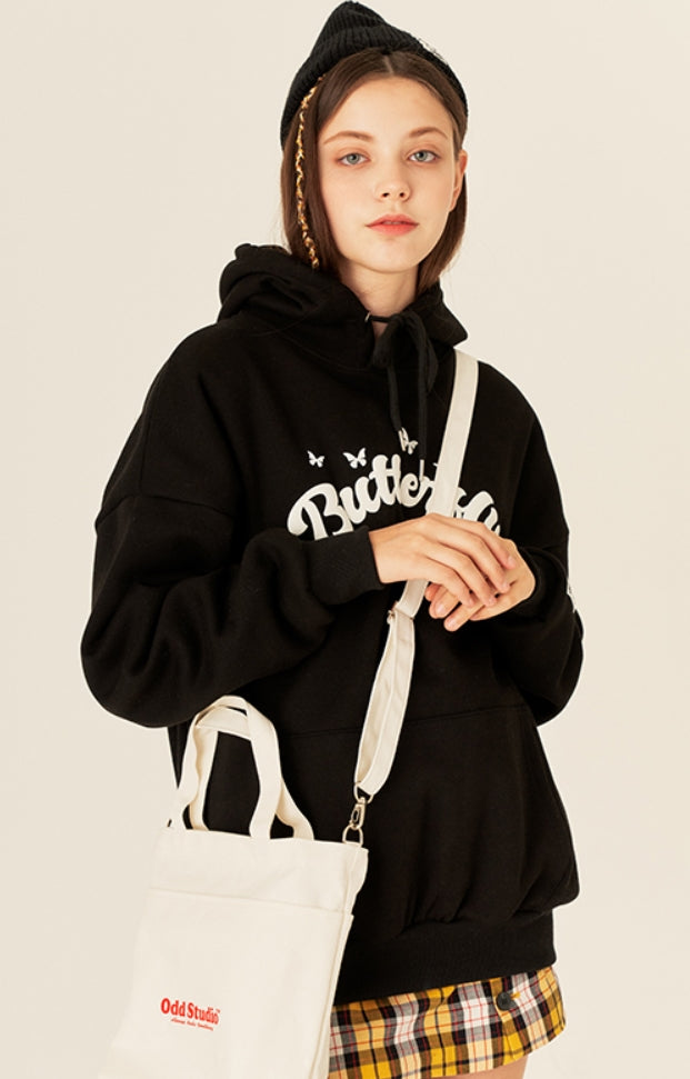 Odd Studio (オッドスタジオ)　BUTTERFLY BOLD LOOSE-FIT HOOD - BLACK