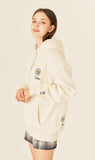Odd Studio (オッドスタジオ)　PIXEL DAISY LOOSE-FIT HOOD ZIP-UP - CREAM