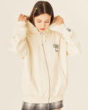 Odd Studio (オッドスタジオ)　PIXEL DAISY LOOSE-FIT HOOD ZIP-UP - CREAM