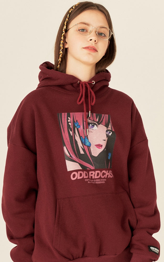 Odd Studio (オッドスタジオ)　CRYING LOOSE-FIT HOOD - BURGUNDY