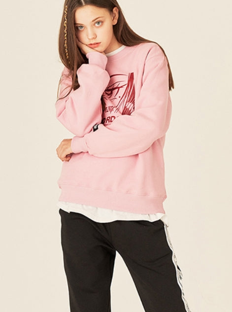 Odd Studio (オッドスタジオ)　FACE LOOSE-FIT SEWAT SHIRTS - PINK