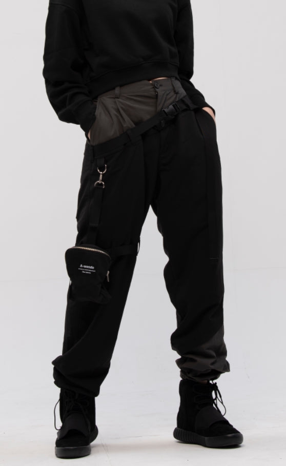オウェンド(A-WENDE) Layered belted trousers