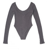 レイブレス(LABELESS)    GREY STRETCH RIB KNIT LONG SLEEVES BODYSUIT