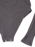 レイブレス(LABELESS)    GREY STRETCH RIB KNIT LONG SLEEVES BODYSUIT