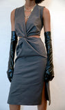 レイブレス(LABELESS)    WAIST OPEN BUCKLED PLAITED DRESS