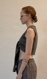 レイブレス(LABELESS)    SLEEVE STRAP CROP TOP