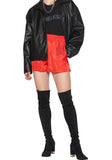 レイブレス(LABELESS)  RED SIGNATURE LEATHER LABEL NYLON SHORTS