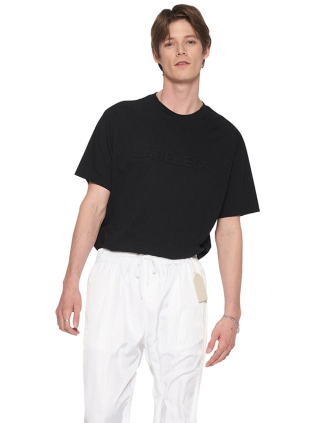 レイブレス(LABELESS)   LOGO EMBOSS T-SHIRT (BLACK/WHITE)