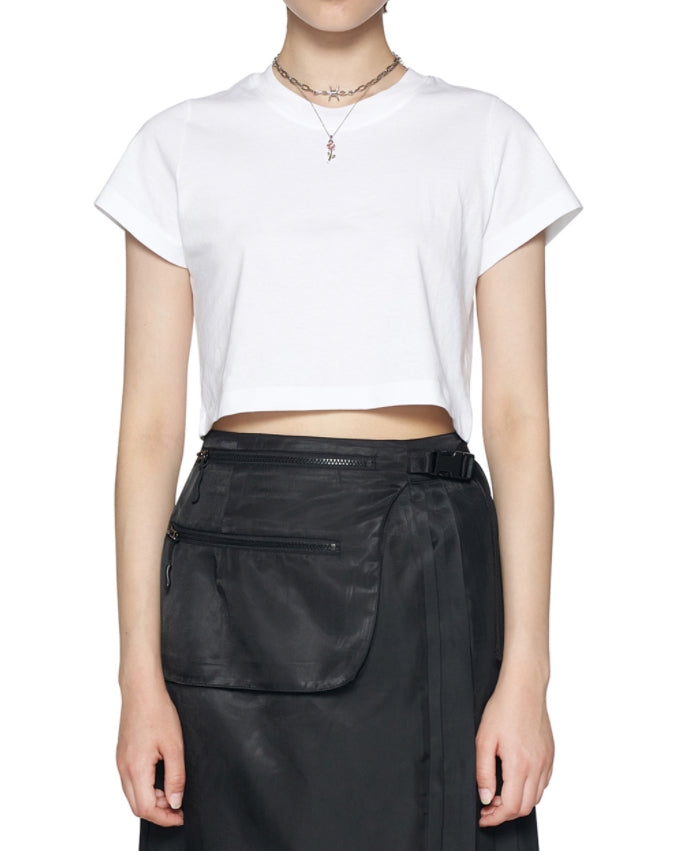 レイブレス(LABELESS)   WHITE SIGNATURE LABEL CROPPED T-SHIRT
