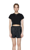 レイブレス(LABELESS)   BLACK GLITTER LOGO CROPPED T-SHIRT