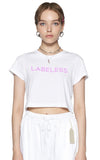 レイブレス(LABELESS)   PINK GLITTER LOGO CROPPED T-SHIRT