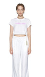 レイブレス(LABELESS)   PINK GLITTER LOGO CROPPED T-SHIRT