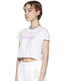 レイブレス(LABELESS)   PINK GLITTER LOGO CROPPED T-SHIRT