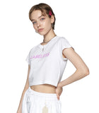 レイブレス(LABELESS)   PINK GLITTER LOGO CROPPED T-SHIRT