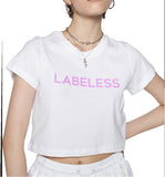 レイブレス(LABELESS)   PINK GLITTER LOGO CROPPED T-SHIRT