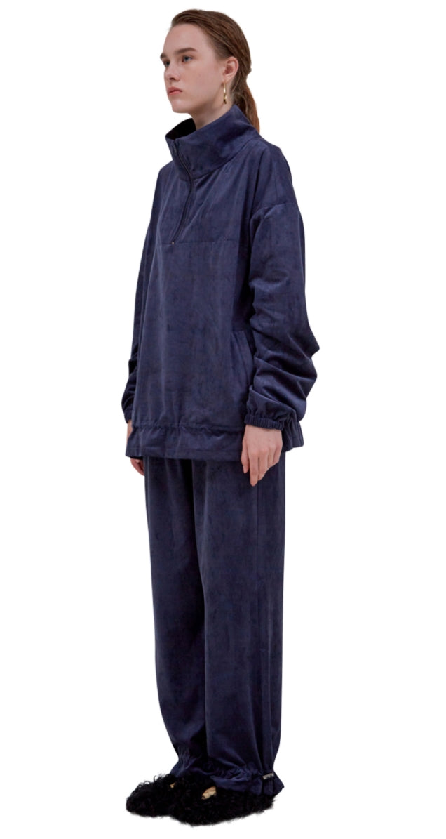 レイブレス(LABELESS) NAVY CORDED SUEDE PANTS