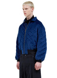 レイブレス(LABELESS)    QUILTED VELVET BOMBER JACKET (BLACK/NAVY)