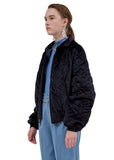 レイブレス(LABELESS)    QUILTED VELVET BOMBER JACKET (BLACK/NAVY)