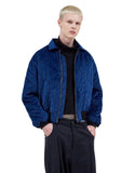 レイブレス(LABELESS)    QUILTED VELVET BOMBER JACKET (BLACK/NAVY)