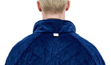 レイブレス(LABELESS)    QUILTED VELVET BOMBER JACKET (BLACK/NAVY)