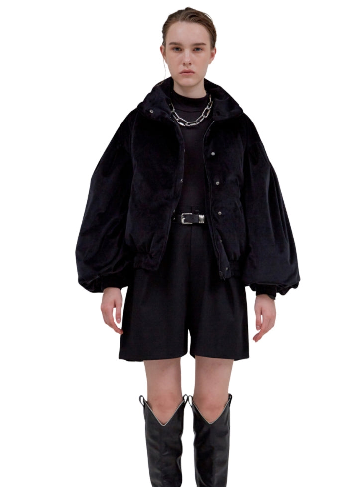 レイブレス(LABELESS)   BLACK VELVET PUFFED SLEEVE JACKET